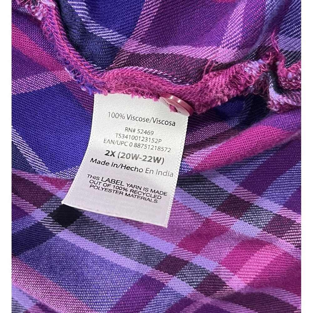 Terra & Sky Long SLeeve Button Up Plus Size 2X (20W-22W) Purple Pink - Picture 4 of 8